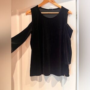 Velvet Black Cold Shoulder Top